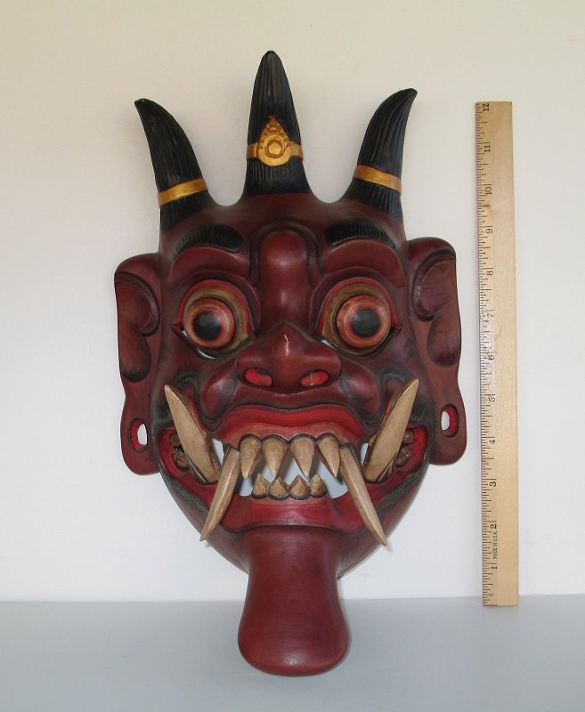 Barong Spirit Mask, Carved Wood, 1950s Indonesia