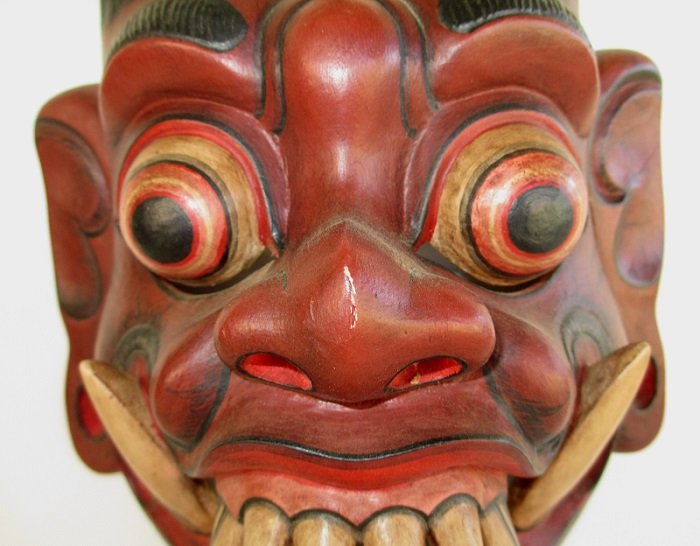 Barong Spirit Mask, Carved Wood, 1950s Indonesia
