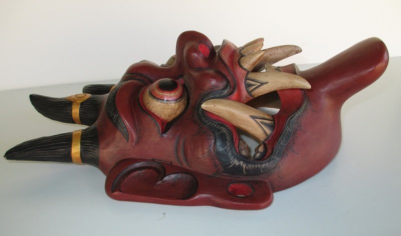Barong Spirit Mask, Carved Wood, 1950s Indonesia