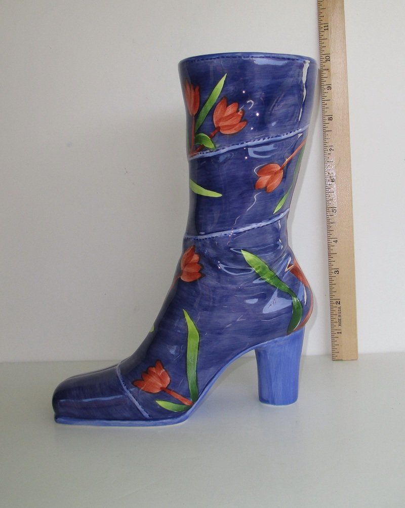 Ceramic Boot Vase, 9 Inch Tall, Never Used