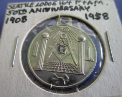 Masonic 50th Anniv Pendant Lodge 164 Seattle Washington