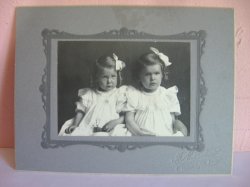 Antique Cabinet Photo of 2 girls, sisters, Humboldt Kansas 