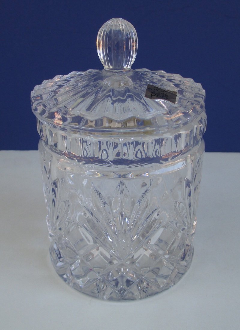 Vintage 24% Lead Crystal Canister, Candy Jar Dish, 5.5 inch.