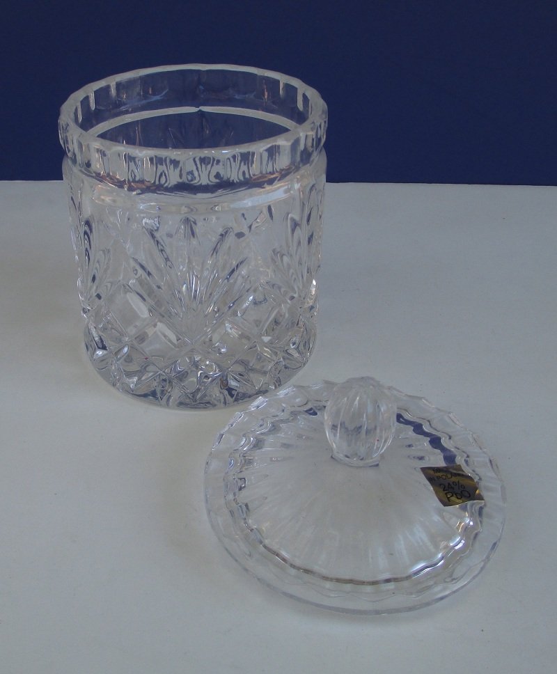 Vintage 24 Lead Crystal Canister, Candy Jar Dish, 5.5 inch