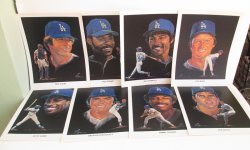 Dodgers, Union 76 Portraits, Lot of 8 Different Players, 1982