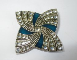 Catherine Popesco Swarovski Crystals Enamel Pin Brooch, Signed