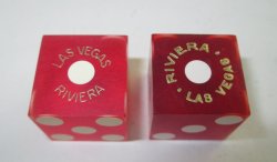 Riviera Casino Las Vegas Dice, 2 individual dice, 1970s