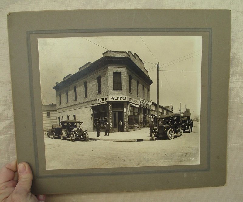 Antique 11x13 Photo, Tire Store, Automobiles, Mr. Sawyer. Probably west coast location. 
