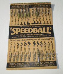 Vintage Unused Speedball Calligraphy Nibs 6 on Display Card