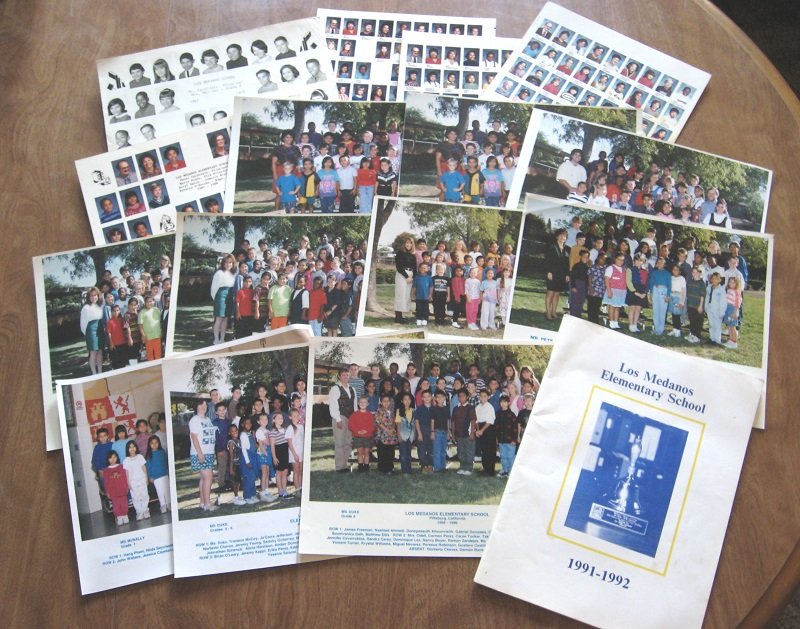 Group class photos from Los Medanos Elementary School in Pittsburg California. Covering the years of 1987 to 1997. Also includes a yearbook. 