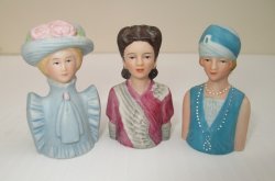 Avon American Fashion Thimbles, 3 Different Statues, 1980s 