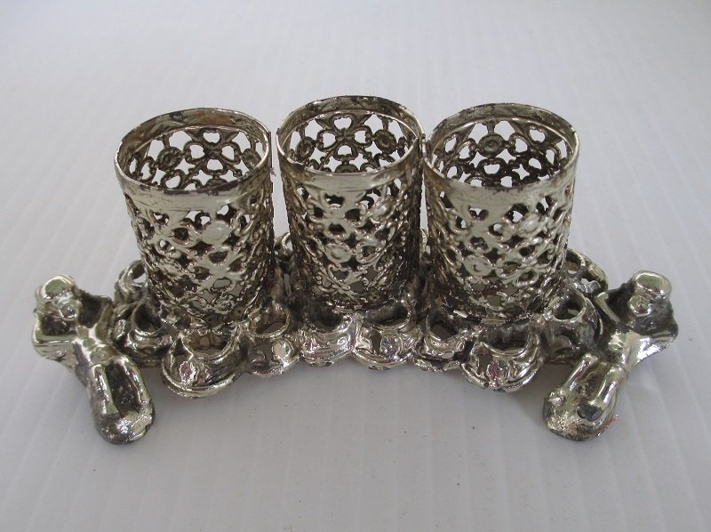 Lipstick Holder, 3 Tube, Goldtone, 1950s to 1960s with Cherubs
