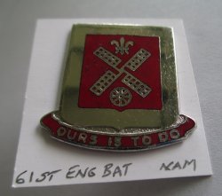 61st Engineer Battalion U.S. Army Insignia DI Pin, Vietnam