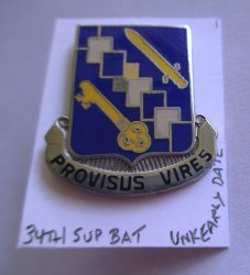 34th Support Battalion, U.S. Army, Early DUI DI Insignia Pin