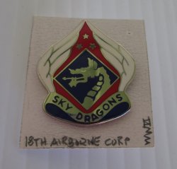 18th Army Airborne Corp DUI Insignia Pin, WWII Sky Dragons