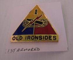 1st Armored Division, U.S. Army Insignia Pin, Old Ironsides