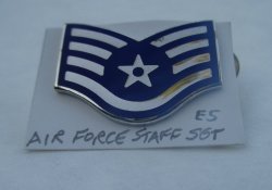 1 Air Force Staff Sargent E5 Enamel Rank Pin