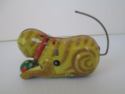 Tin Cat Wind Up Toy with key, Rolls and flips