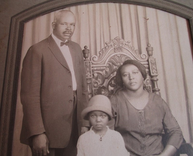Black African American couple with girl. Circa 1930s New Orleans Louisiana