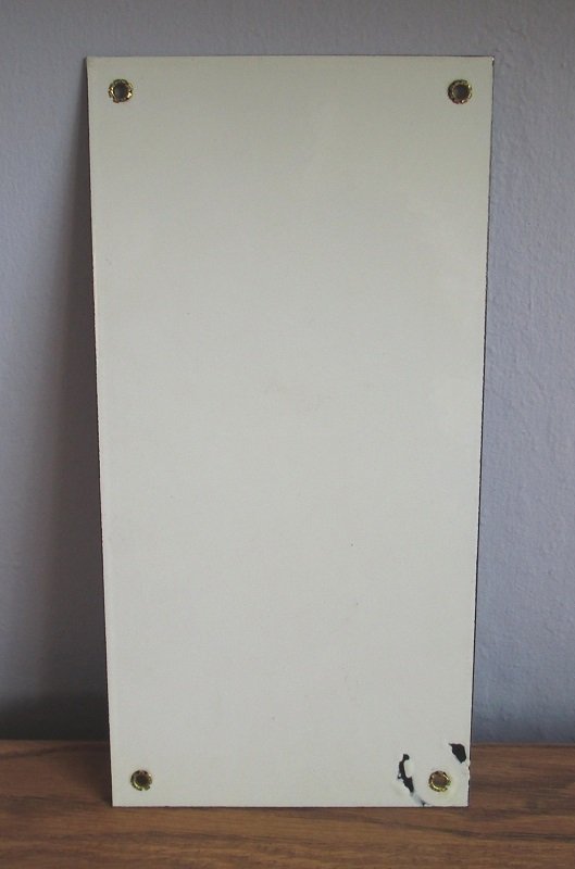 Back of Cracker Jack sign. Stated to be pre 1980s. Measures 6 by 12 inches. No chips, cracks, or dents. 