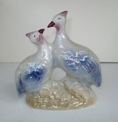 Lusterware Peacock Statue, Made in Brazil Mid Century