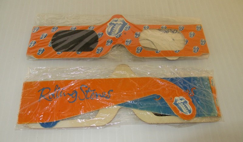 In 1990 the Rolling Stones performed a TV Concert titled Steel Wheels. These 3D glasses were used to watch the show. Buyer will receive 2 pair. 