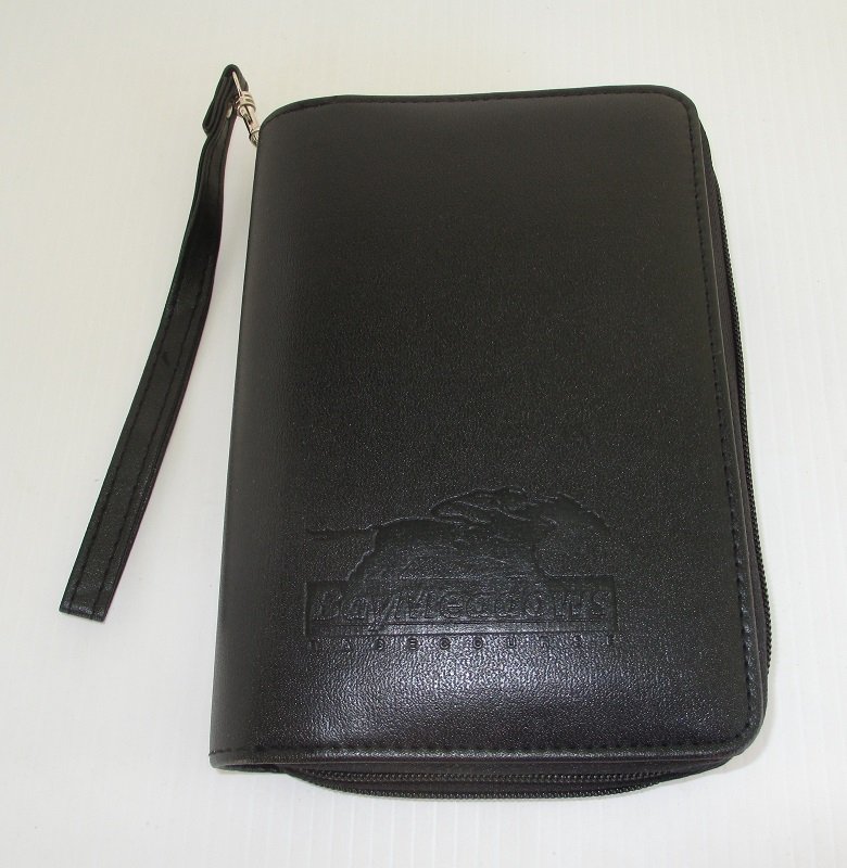Never used Daytimer type personal planner. Embossed with the Bay Meadows Horse Racing Track logo. Many pockets, sleeves, and storage areas.