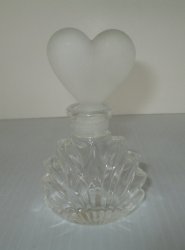 I. W. Rice Empty Perfume Bottle, Heart Ground Glass Stopper