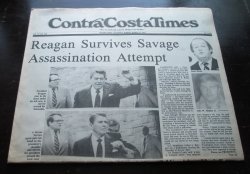 Contra Costa Times CA, March 31, 1981, Reagan Shot