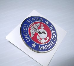 1 United States Marine Corps Large Blue and Red Insignia Pin