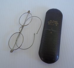 Old wire eyeglasses from German optician Ed Fiedler, Altena