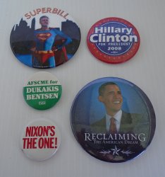 Political Pinback Buttons, Lot of 5, Clinton, Nixon, Obama