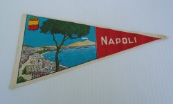 Napoli Italy Small Banner, Pennant Flag circa 1950s to 1960s