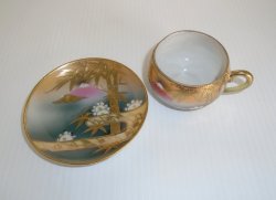 Antique Demitasse or Tea Cup Saucer, Mountain Scene, Japan