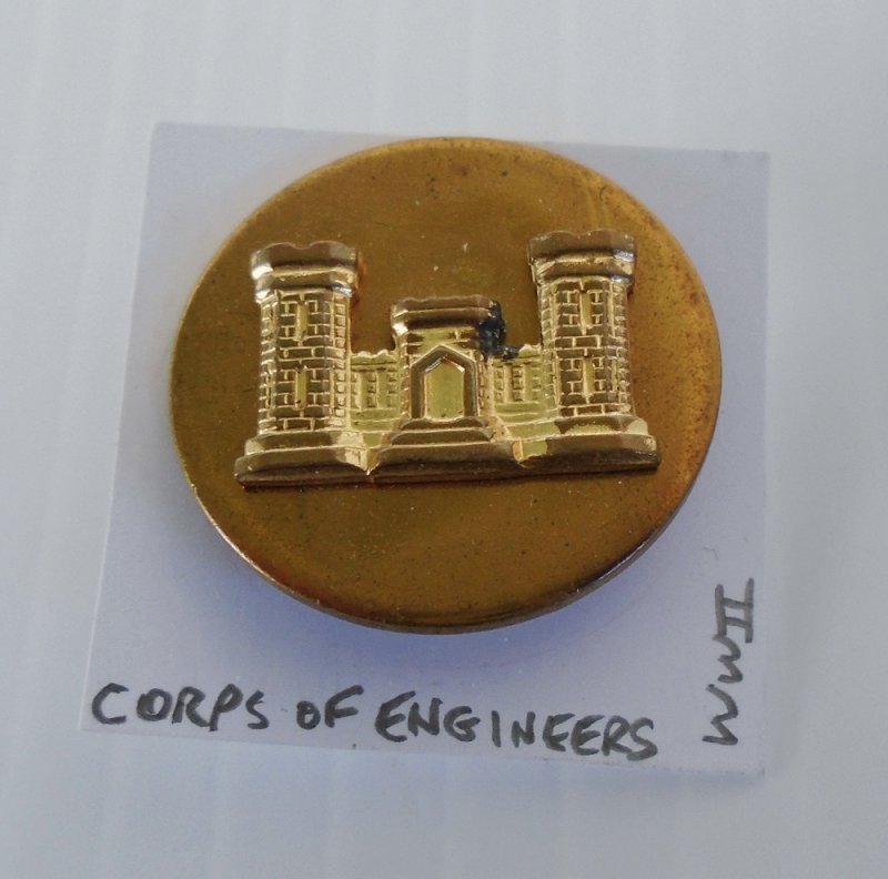 1 Corps Of Engineers Us Army Wwii Collar Pin Button