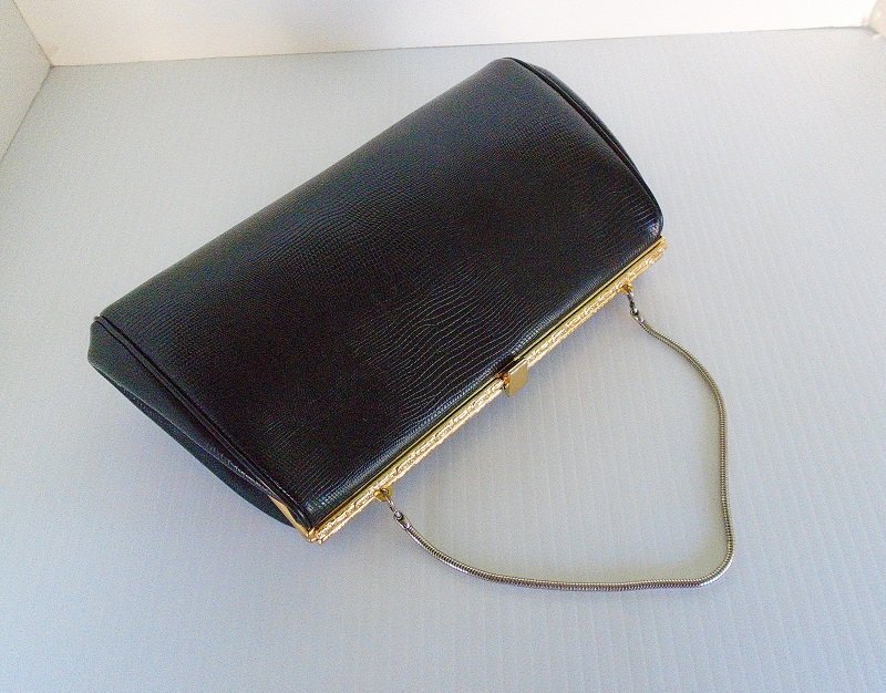 Vintage Small Black Clutch Purse Leather Art Deco Closure Classic Style  1940s | eBay