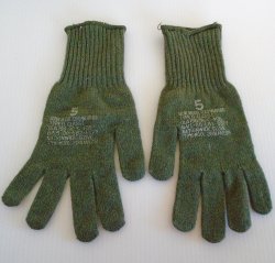 Military Cold Weather Glove Inserts, Wool, Size 5 Never Used