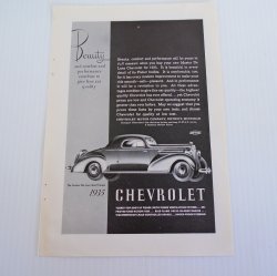 Chevrolet Sport Coupe Vintage 1935 Advertisement, Chevy