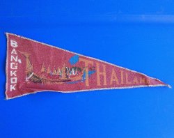 Bangkok Thailand Cloth Banner Pennant Flag, 1950s - 1970s