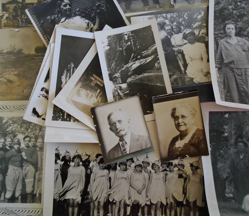 Large genealogical collection of photos and newspaper articles. Dates 1900 to 1940s. Chanute Kansas and other locations. Montague name and others.