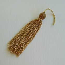 Tassel Pull, 7 inch, GoldTone Bugle and Ball Beads