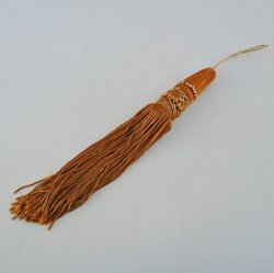Tassel Pull 9.5 inch 12 inch overall, Goldtone Knitted Rayon