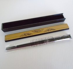 Chopsticks, Black with Gold and Silver Dragonflies, Unused