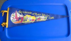 San Diego Banner Pennant Flag 1960s w Ramonas Marriage Place