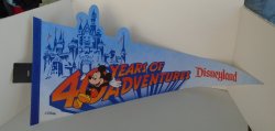 Disneyland 40th Anniversary Pennant Banner Flag, 40 Years