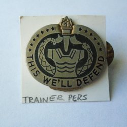 1 Trainer Personnel US Army Green and Silver DUI Crest Pin