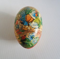 Large Paper Mache Egg Candy Container, Western Germany 1950s