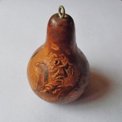 Small Decorative Western Cowboy Etched Gourd, From Uruguay