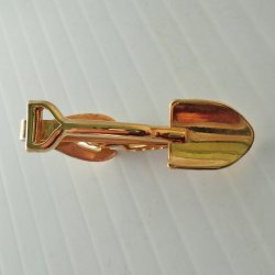 Shovel Tie Clip, Goldtone, Gold Miner, Construction, Gardner