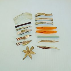 Collection of Vintage Hair Clips and Comb, 15 pcs